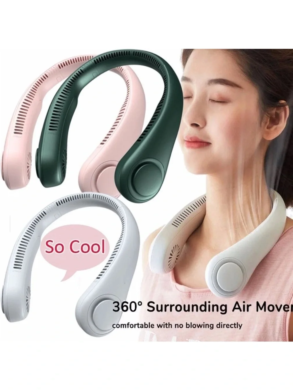 Portable Neck Fans - Pink Hands-Free Personal Cooling